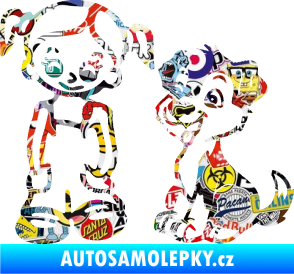 Samolepka Dítě v autě 099 levá holčička a pes Sticker bomb