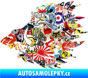 Samolepka Divoké prase 001 levá kanec hlava Sticker bomb