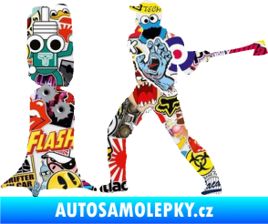 Samolepka Dřevorubec 005 levá sekat kmen Sticker bomb