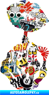 Samolepka F*ck off polib mi pravá  kostra a rty Sticker bomb