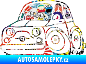 Samolepka Fiat 500 karikatura levá Sticker bomb