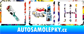 Samolepka Girl race car symboly brush, lipstick, shift Sticker bomb