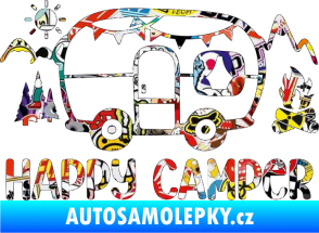 Samolepka Happy camper 002 pravá kempování s karavanem Sticker bomb