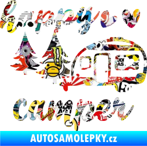 Samolepka Happy camper levá cestování Sticker bomb