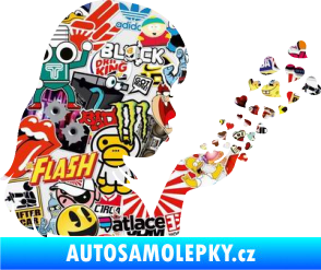 Samolepka Holčička se srdíčky pravá Sticker bomb