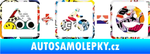 Samolepka Hory + kolo = veselý smajlík cyklista na horách Sticker bomb