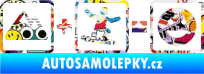 Samolepka Hory + snowboard = veselý smajlík Sticker bomb