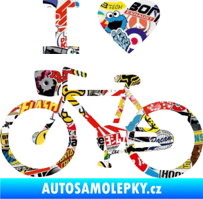 Samolepka I love cycling levá Sticker bomb
