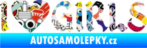 Samolepka I love girls nápis se srdcem Sticker bomb