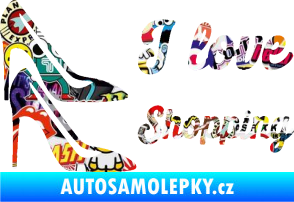 Samolepka I love shopping nápis  Sticker bomb