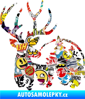 Samolepka Jelen 011 levá s lesní krajinou Sticker bomb