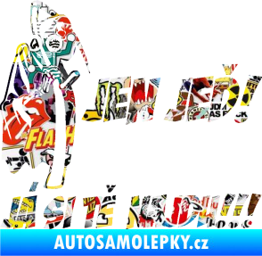 Samolepka Jen jeď! Já si tě najdu! levá nápis smrtka s kosou Sticker bomb