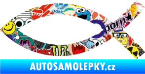 Samolepka Jesus rybička 002 křesťanský symbol Sticker bomb