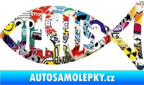 Samolepka Jesus rybička 003 křesťanský symbol Sticker bomb