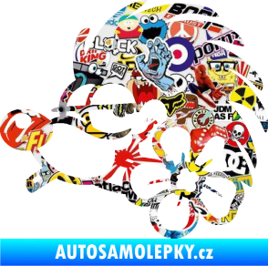 Samolepka Ježek 003 levá s květinou Sticker bomb