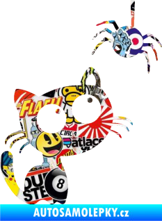 Samolepka Kočička s pavoukem pravá Sticker bomb