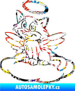 Samolepka Kočka 020 levá andílek na obláčku Sticker bomb