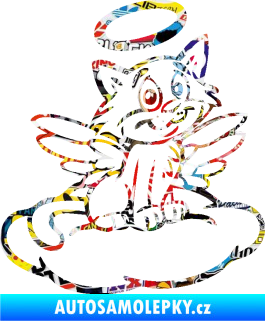 Samolepka Kočka 020 pravá andílek na obláčku Sticker bomb