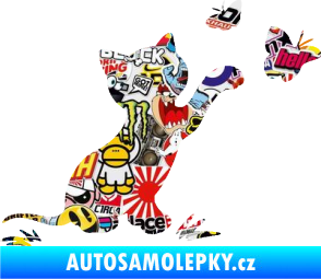 Samolepka Kočka 037 pravá s motýlky Sticker bomb