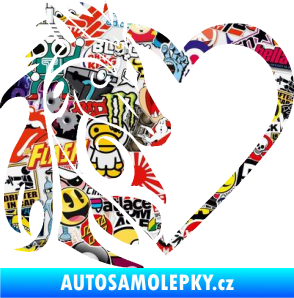 Samolepka Koník love 001 levá hříbátko v srdíčku Sticker bomb
