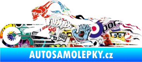 Samolepka Kostra na motorce s plameny levá Sticker bomb