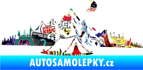 Samolepka Krajina hory 023 pravá kempování Sticker bomb