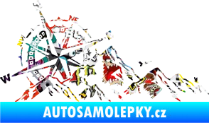 Samolepka Krajina hory 043 levá s kompasem Sticker bomb
