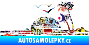 Samolepka Krajina moře 001 pravá karavan na cestách Sticker bomb