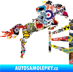 Samolepka Kůň 080 pravá skok přes překážku Sticker bomb