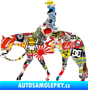 Samolepka Kůň 082 levá kovbojka na koni Sticker bomb