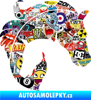 Samolepka Kůň 086 pravá kobyla s hříbátkem Sticker bomb