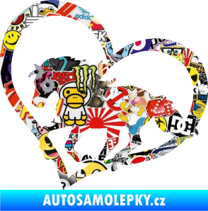 Samolepka Kůň 087  levá v srdíčku Sticker bomb