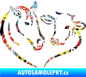 Samolepka Kůň s kravičkou v srdíčku levá láska ke zvířatům Sticker bomb