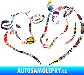 Samolepka Kůň s kravičkou v srdíčku pravá láska ke zvířatům Sticker bomb
