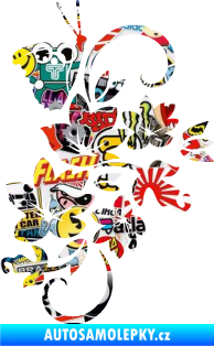 Samolepka Květina dekor 005 pravá s motýlkem Sticker bomb