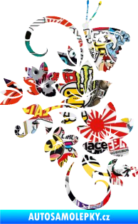 Samolepka Květina dekor 005 levá s motýlkem Sticker bomb
