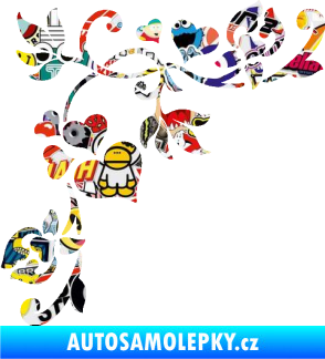 Samolepka Květina dekor 042 levá rohová se srdíčky Sticker bomb
