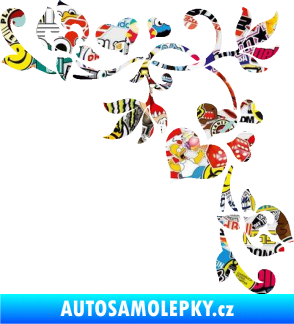 Samolepka Květina dekor 042 pravá rohová se srdíčky Sticker bomb