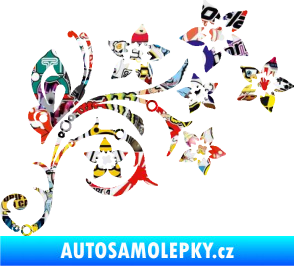 Samolepka Květina dekor 047 pravá s motýlem Sticker bomb