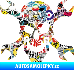 Samolepka Lebka 015 levá zkřížené klíče Sticker bomb