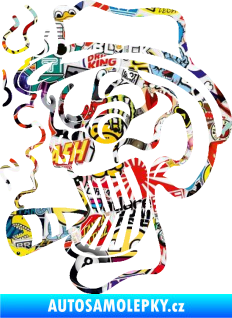 Samolepka Lebka 020 levá crazy s cigaretou Sticker bomb