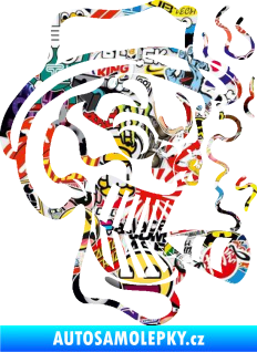 Samolepka Lebka 020 pravá crazy s cigaretou Sticker bomb