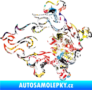 Samolepka Lebka 022 pravá kosti v plamenech Sticker bomb