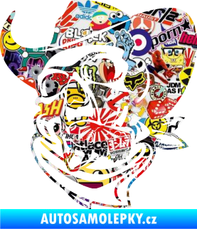 Samolepka Lebka 025 levá kovboj s doutníkem Sticker bomb