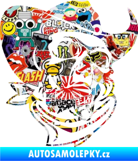 Samolepka Lebka 025 pravá kovboj s doutníkem Sticker bomb