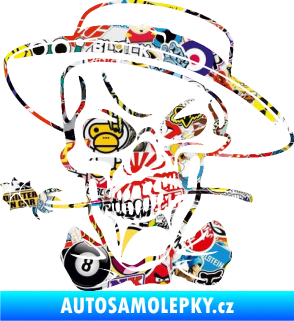 Samolepka Lebka 029 levá s květinou Sticker bomb