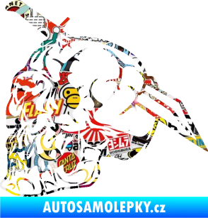 Samolepka Lebka 031 levá probodnutá nožem Sticker bomb