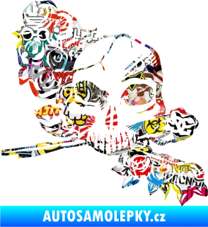 Samolepka Lebka 037 levá s růžemi Sticker bomb