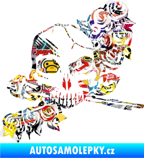Samolepka Lebka 037 pravá s růžemi Sticker bomb