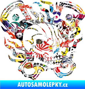 Samolepka Lebka 048 pravá písty a plameny Sticker bomb